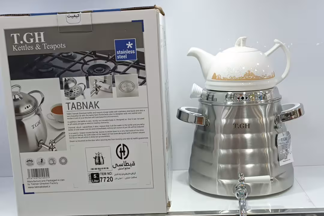 کتری قوری قیطاسی 5 لیتری مدل 7730 مات کف چدن