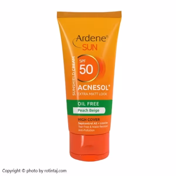 کرم ضد آفتاب آکنه سول پلاس SPF50 بژ هلویی فاقد چربی آردن