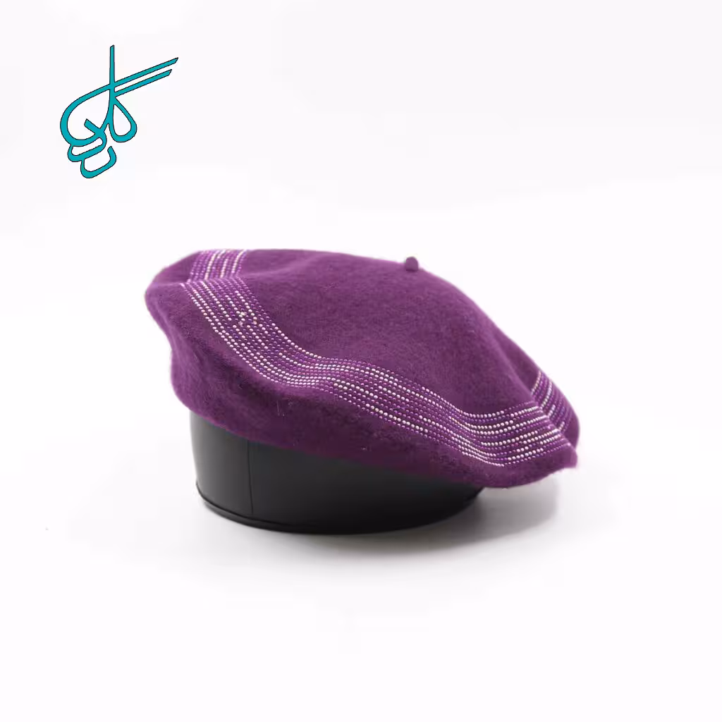 خرید کلاه برت نمد پشمی دور منجوق دار بنفش کد 2815851 - ردگل