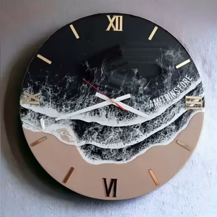 ساعت دیواری رزینی ساحل دریا