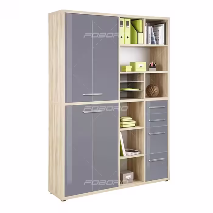 کتابخانه مدیریتی مدرن با روکش هایگلاس، برند فوبورو مدل KA1340