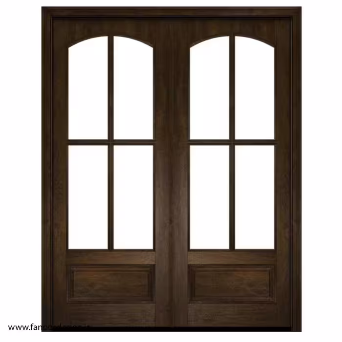 درب چوبی برای فضای نشیمن دو لنگه شیشه خور کد 1209