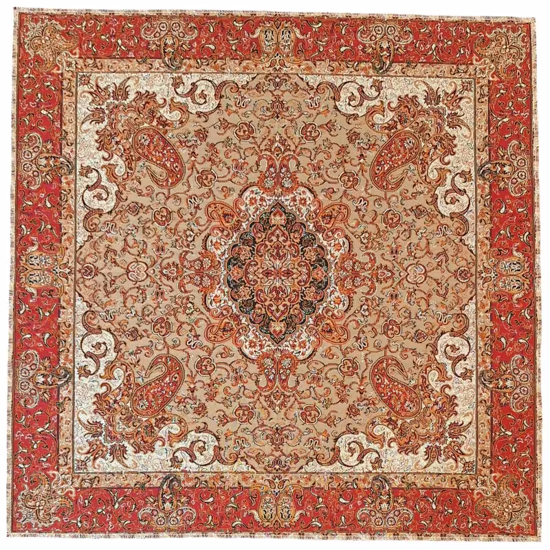 ترمه تابلوئی ابریشم کد TRTAB28 نفیس رنگ کرم بدون آستر لایی چسب دار مخصوص قاب