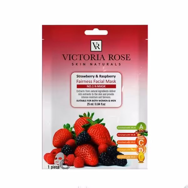 ماسک ورقه ای صورت توت فرنگی و تمشک ویکتوریا رز 25 گرم | Strawberry And Raspberry Face Sheet Mask 25g