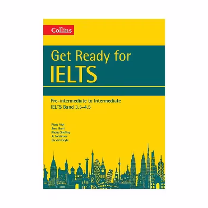 Get Ready for IELTS Pre Intermediate to Intermediate رحلی بزرگ چاپ رنگی با کیفیت به همراه کتاب کار