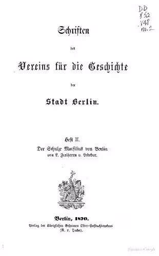 خرید و دانلود نسخه کامل کتاب Der Schulze Marsilius von Berlin
