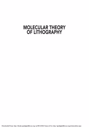 خرید و دانلود نسخه کامل کتاب Molecular Theory of Lithography