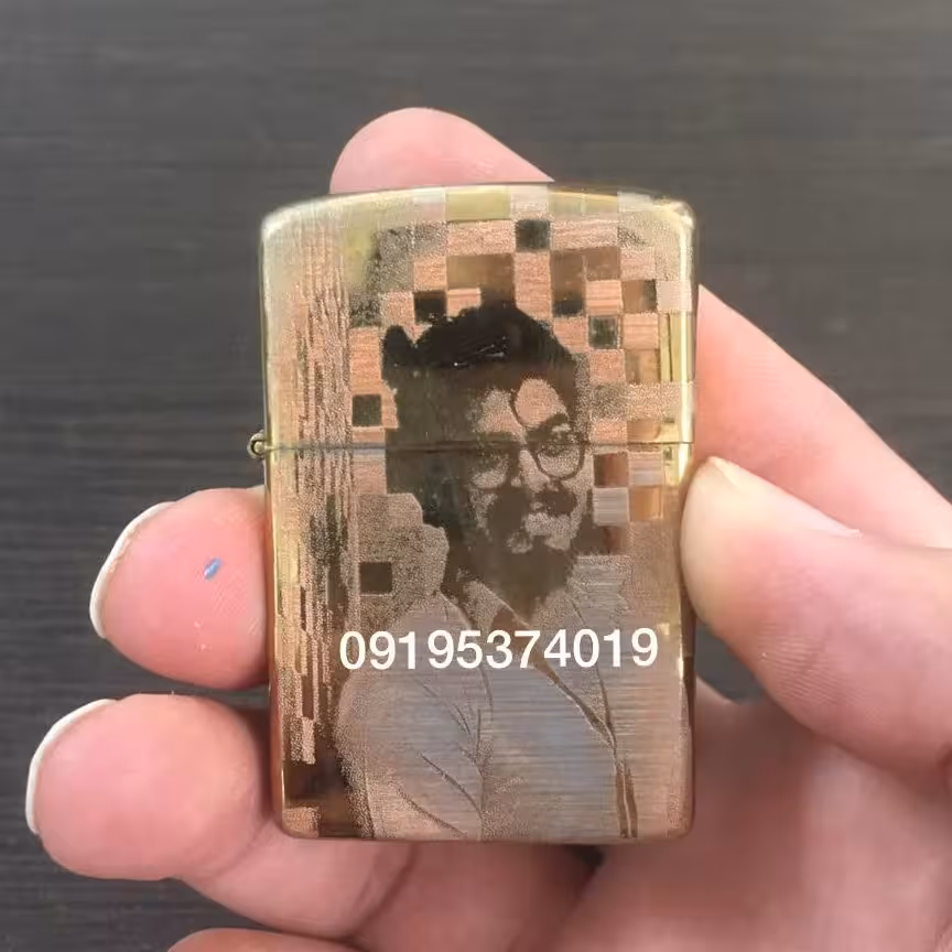 فندک روکش طلا با امکان حک چهره و اسم با جعبه  ارجینال