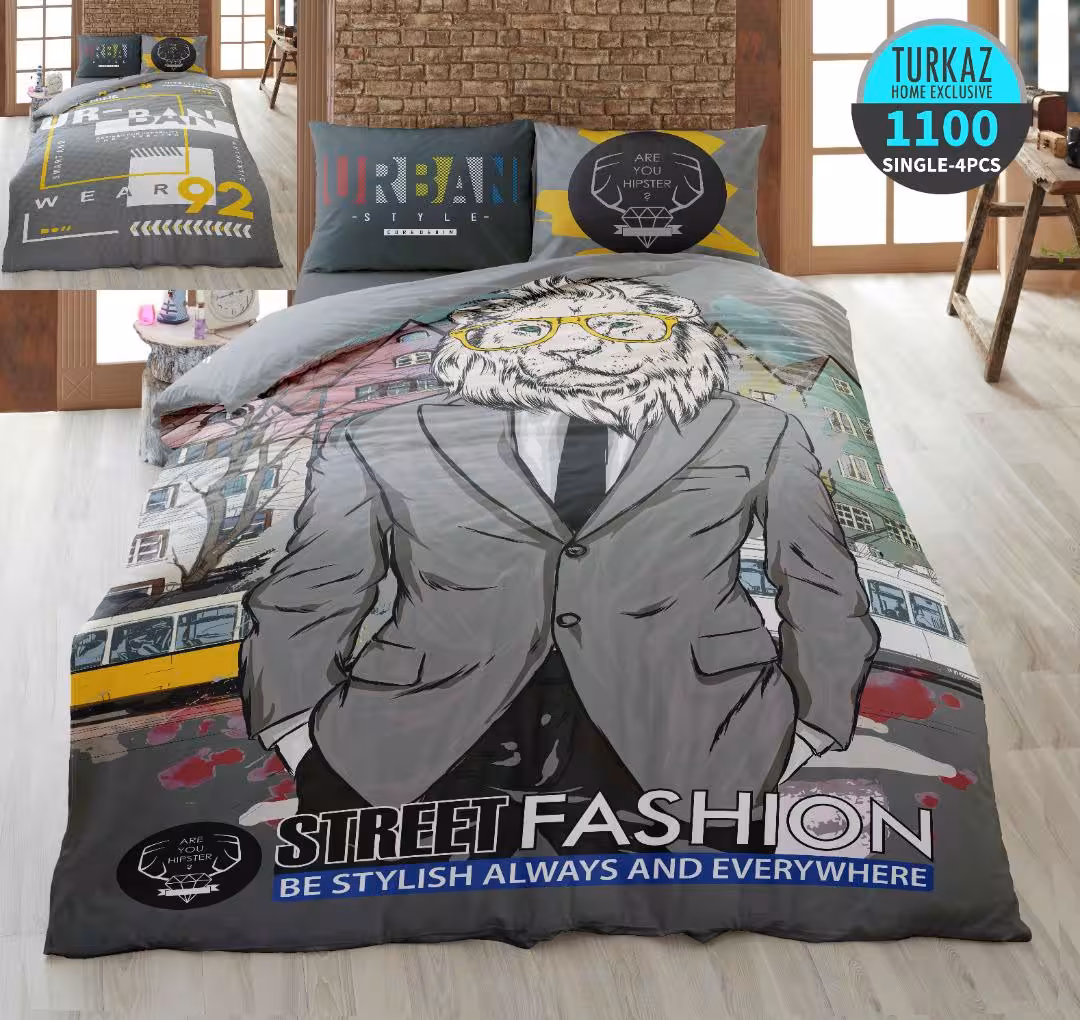 سرویس لحاف روتختی 1 نفره چاپی تنسل برند ترکاز(Turkaz) کد 1100