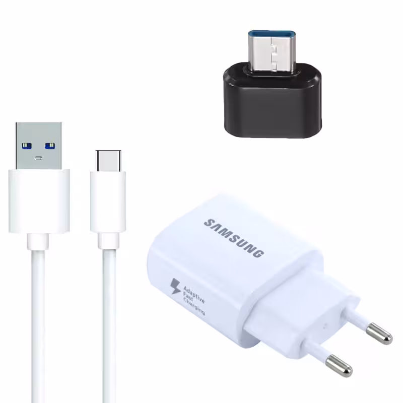 شارژر دیواری مدل ep-ta600 به همراه کابل USB-C و مبدل OTG | کالا مکس