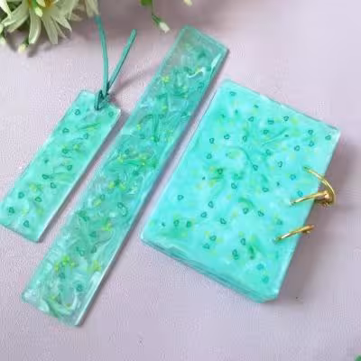 ست دفترچه رزینی سبز آبی