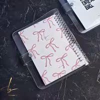 كلاسور شفاف سايز A5 طرح پاپیون صورتی