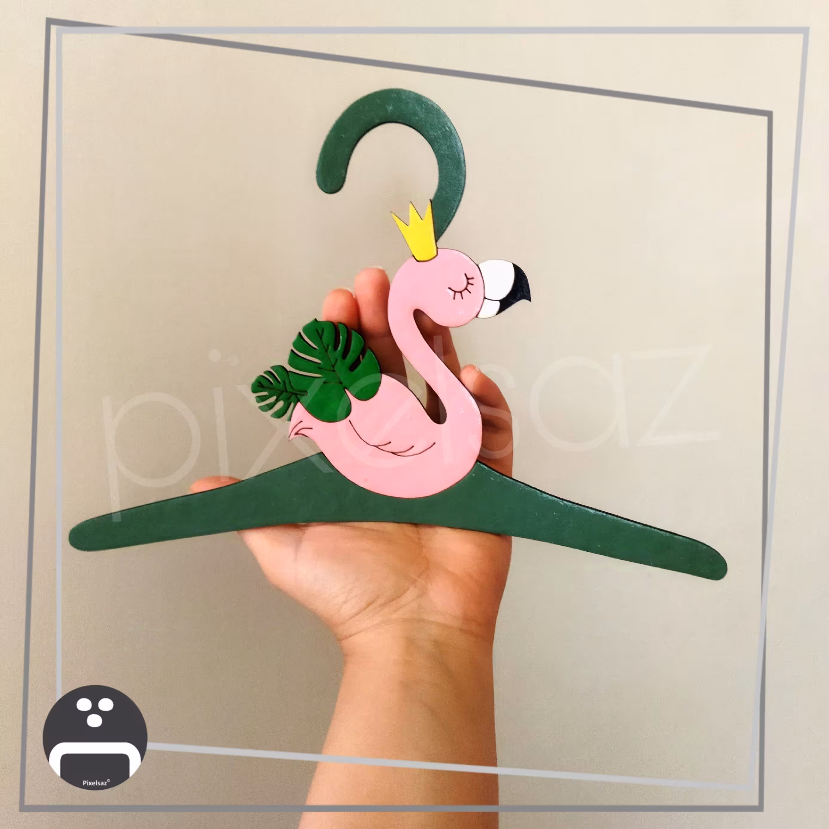 چوب لباسی کودک طرح فلامینگو،طول 25 سانت