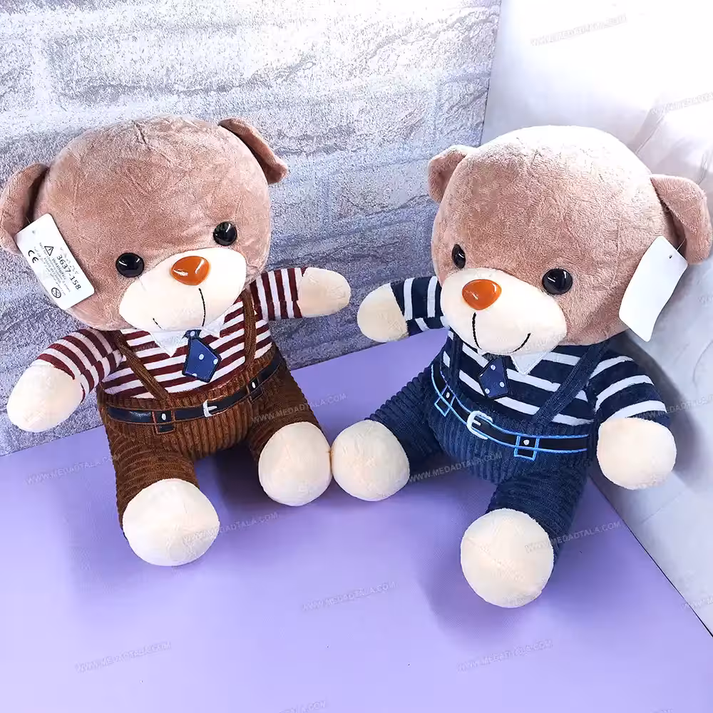 عروسک تدی لباس چهارخونه