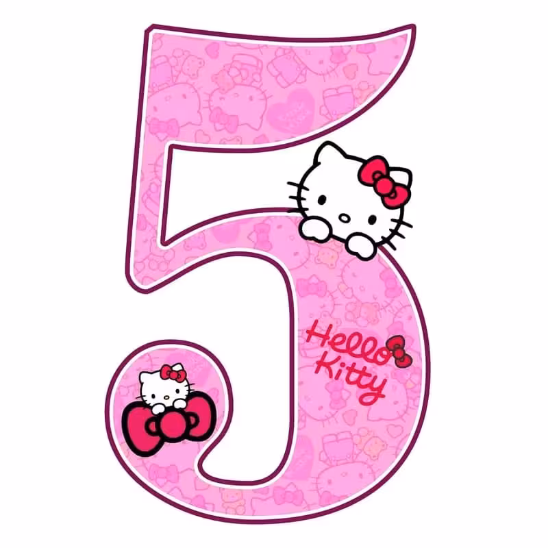 استند رومیزی تولد مدل عدد 5 طرح کیتی