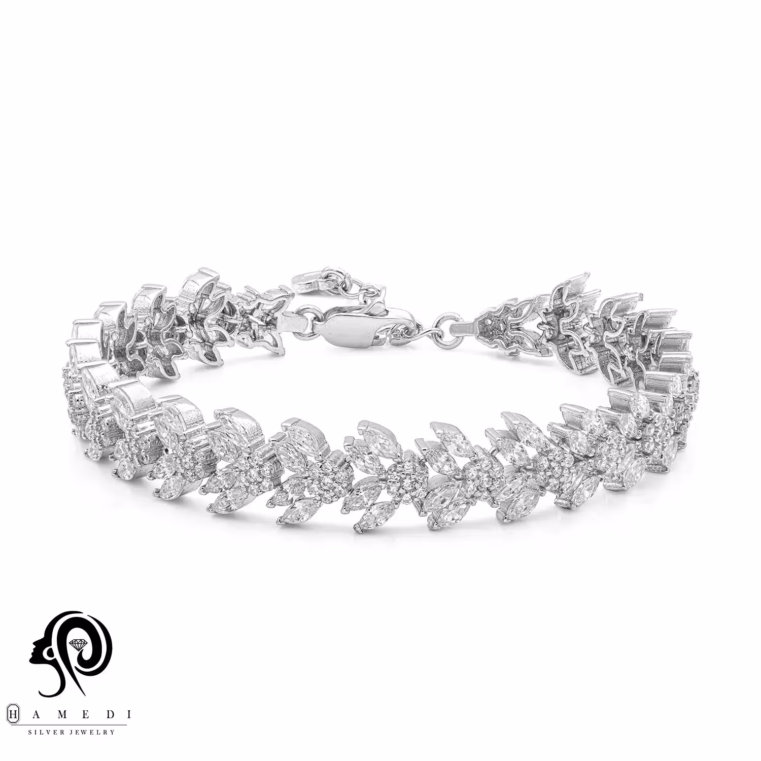 دستبند نقره زنانه فلاور جواهری مدل BI F13