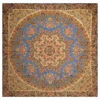 رومیزی مربع ترمه ابریشم تار سفید کد TRM102