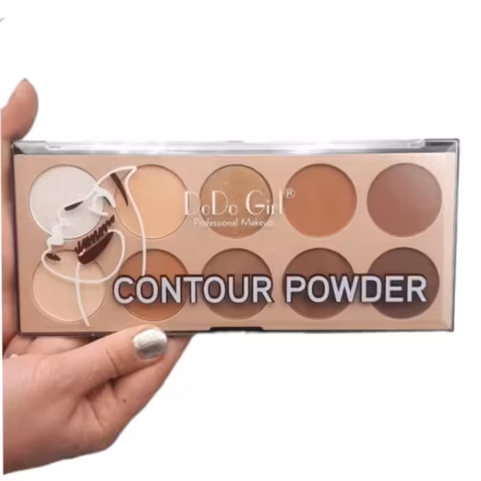  کانتور  خشک 10 رنگ پالتی  DoDo Girl فول کاور  با 8 رنگ کانتور 2 رنگ هایلایتر شاین دار براق پیگمنت بالا تاریخ انقضا 2025