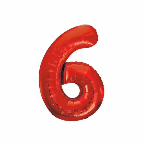 بادکنک فویلی عدد 6 قرمز