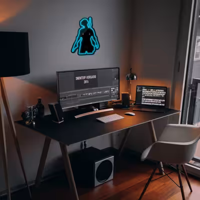 چراغ دیواری نئون دیزاین طرح Pubg-BL_TBL