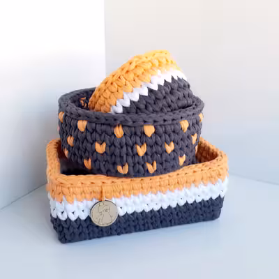 سبد قلاب بافی تریکو مدل کودک 125 مجموعه 3 عددی