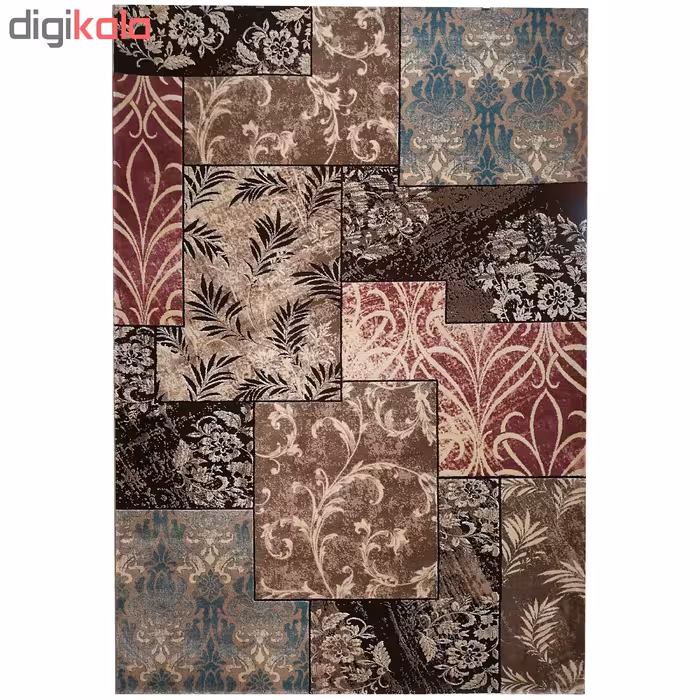 فرش ماشینی زمرد مشهد طرح P014 زمینه قهوه ای