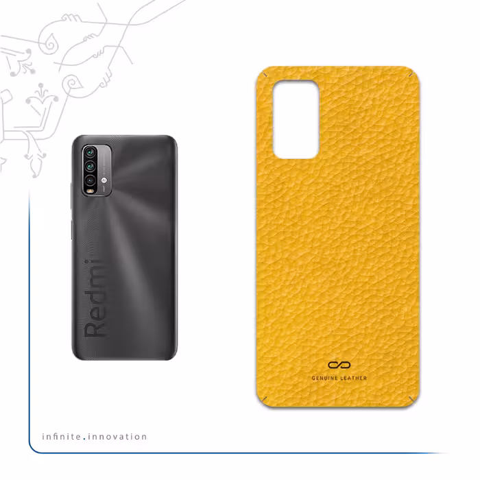 برچسب پوششی ماهوت مدل Mustard-Leather مناسب برای گوشی موبایل شیائومی Redmi Note 9 4G