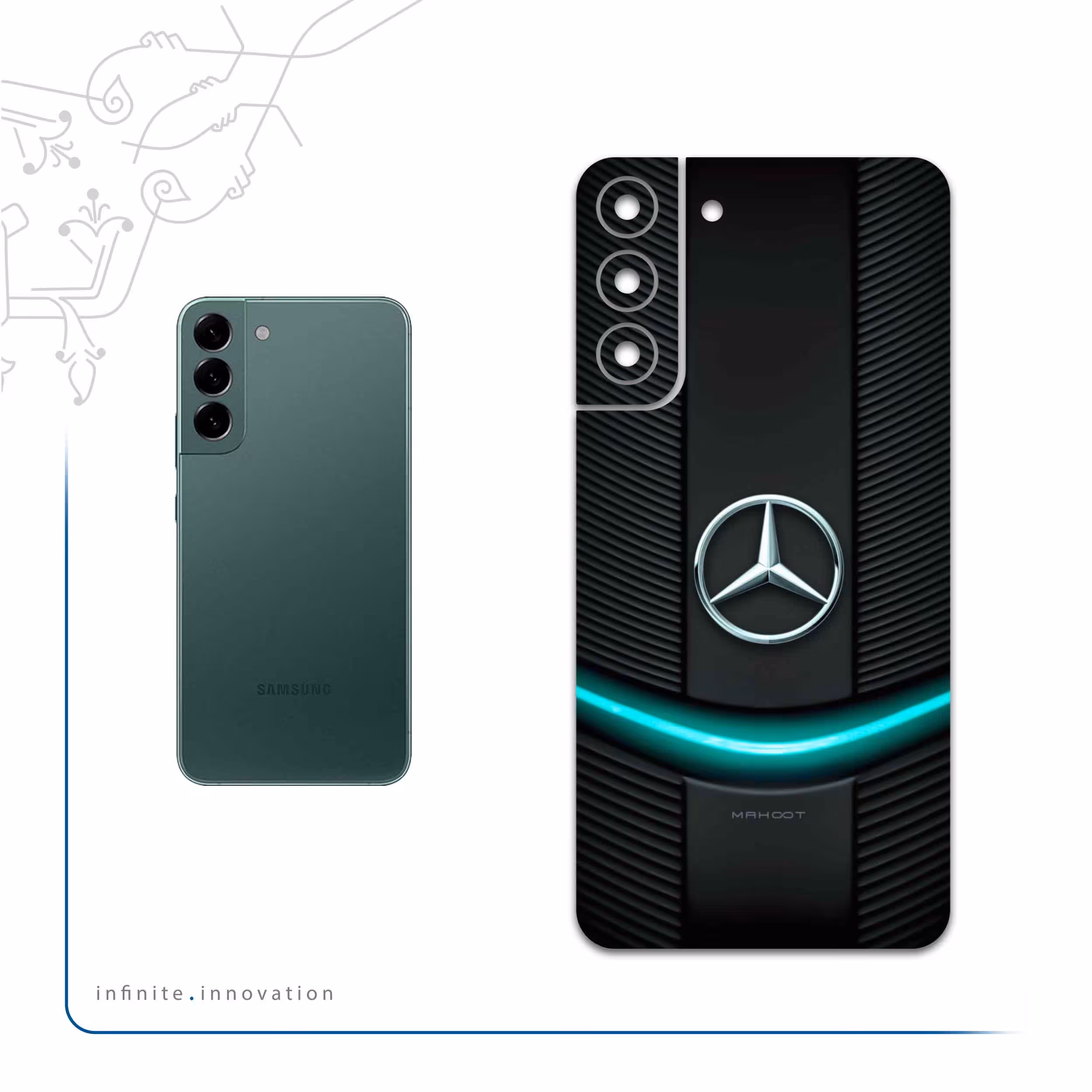 برچسب پوششی ماهوت مدل Mercedes-Benz مناسب برای گوشی موبایل سامسونگ Galaxy S22 Plus 5G