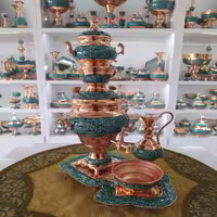 سرویس سماور مسی فیروزه کوبی، اصل نیشابور
