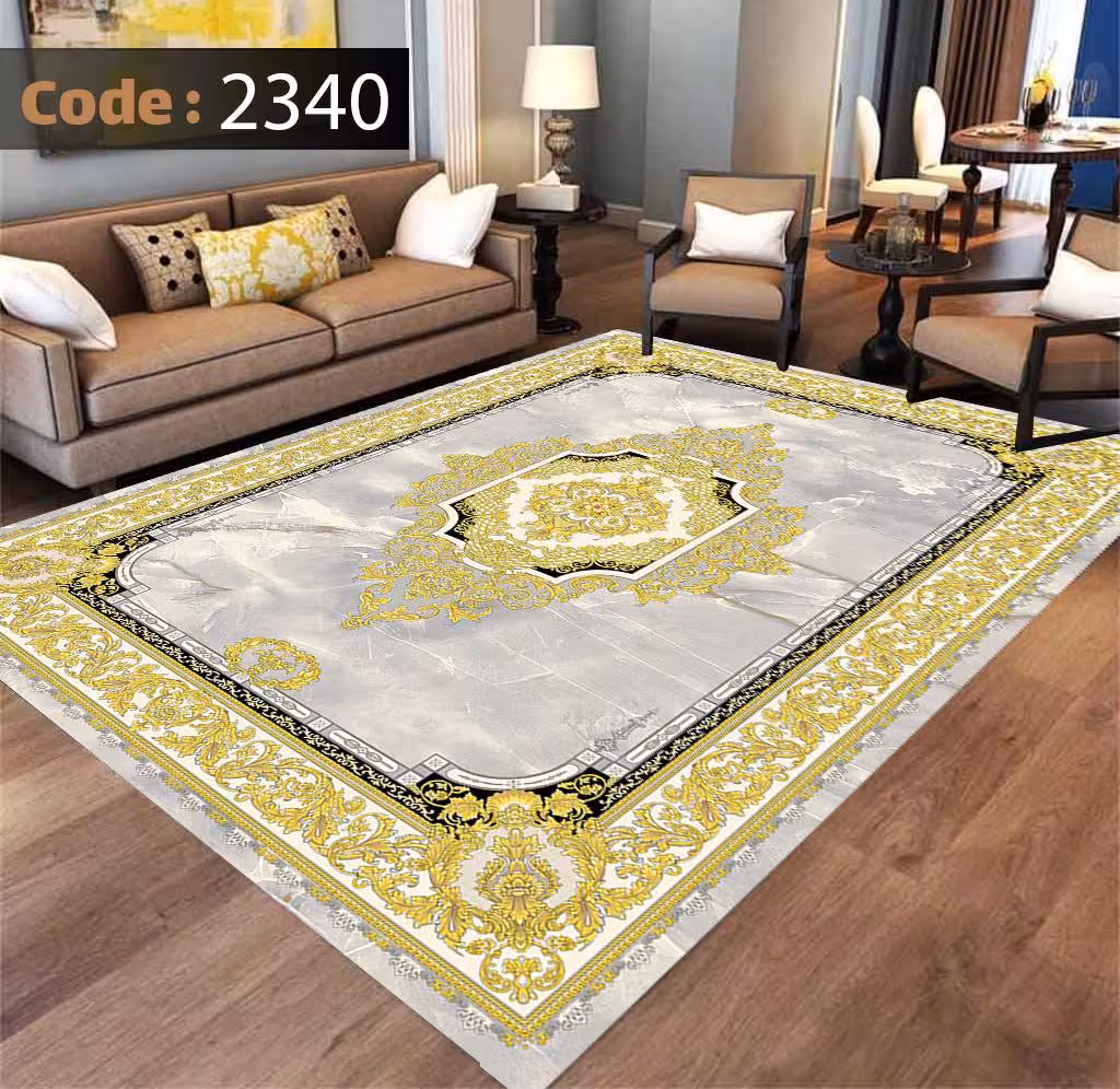 کاورفرش روفرشی دورکشدار گوشه لیفه ای لاکی ، آبی و متنوع کد 2340