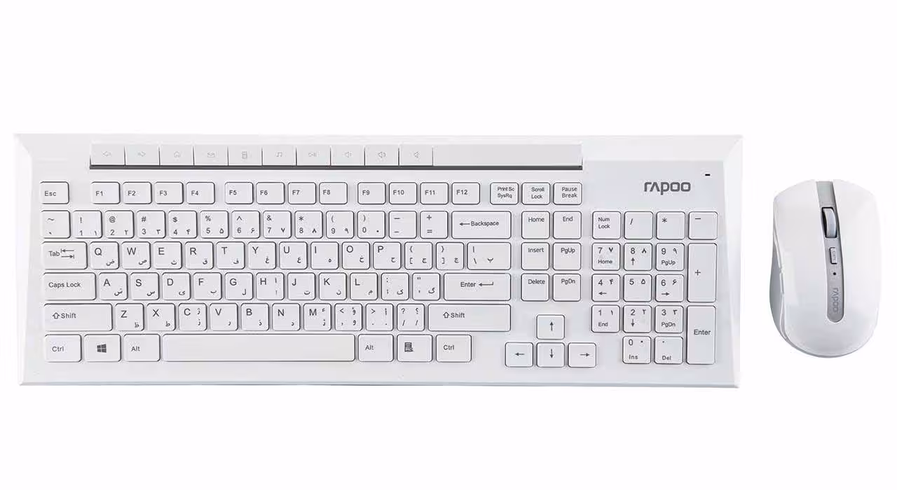 خرید کیبورد و ماوس بی سیم رپو 8200P 24GHz با حروف فارسی Keyboard Rapoo با بهترین قیمت