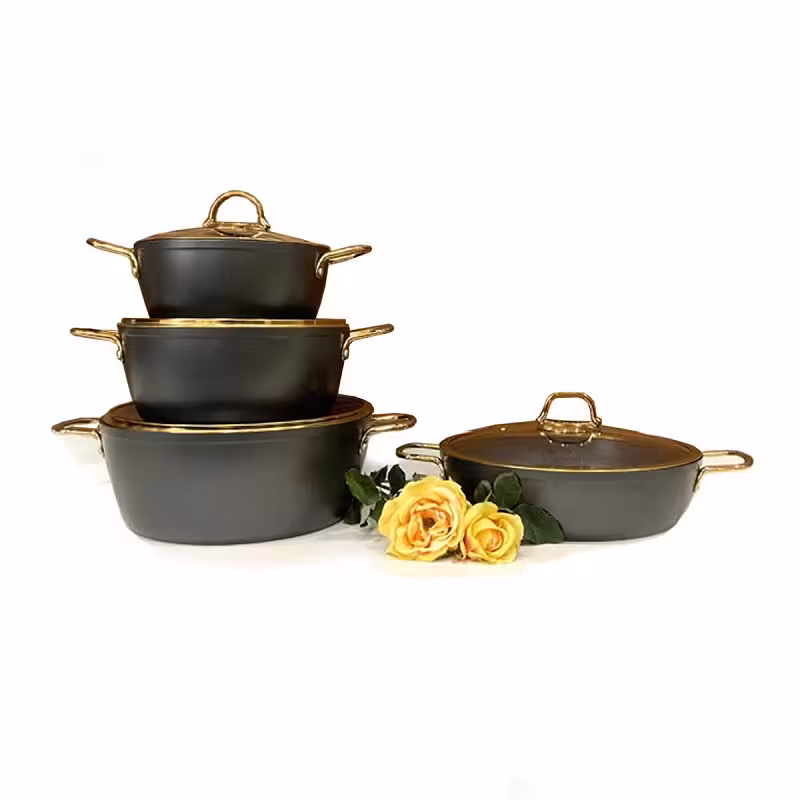 سرویس قابلمه چدن یونیک 8 پارچه طوسی مدل UN-8311