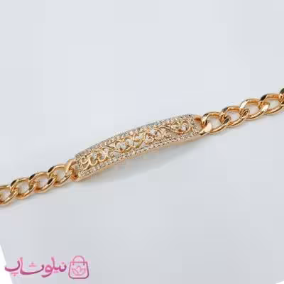 دستبند زنانه ژوپینگ با پلاک نگیندار کد 2997