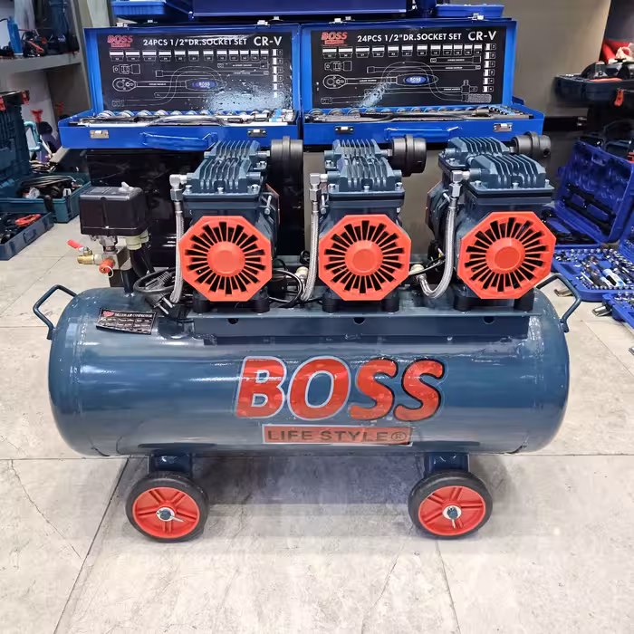 کمپرسور باد 100 لیتری سایلنت 3 موتوره باس مدل 100L