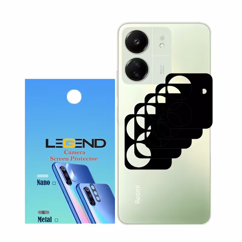 محافظ لنز دوربین لجند مدل قابدار مناسب برای موبایل شیائومی Redmi 13C بسته 5 عددی