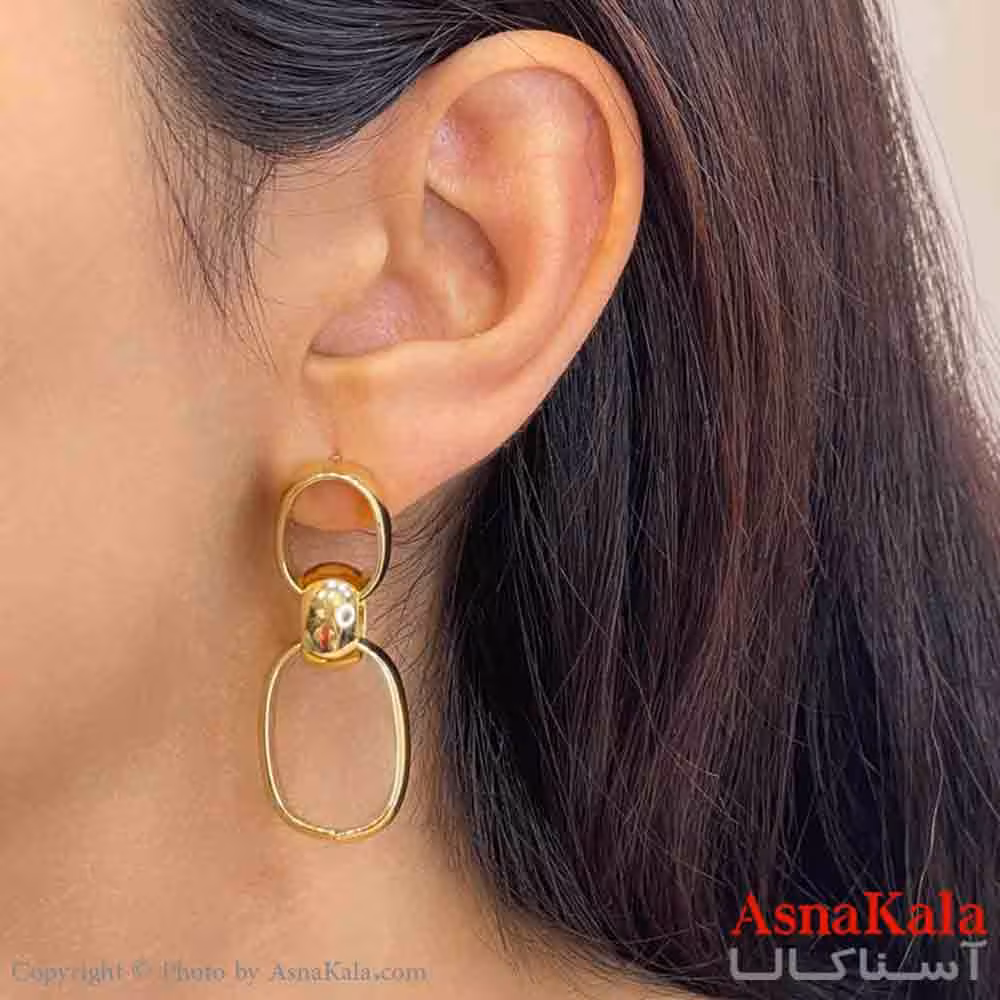 گوشواره دخترانه مینیمال طرح کارتیرو حلقه رنگ طلایی کد GSH151854W