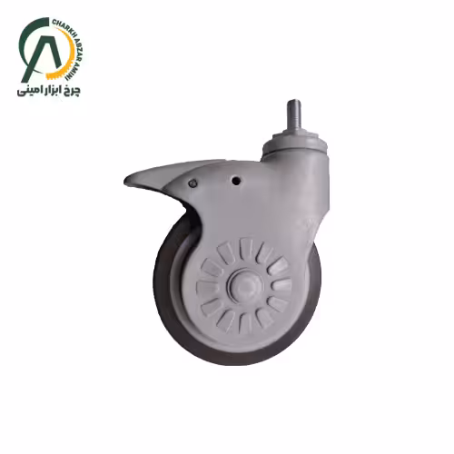 چرخ بیمارستانی خورشیدی پیچی گردان ترمزدار قطر 100 میلی متر