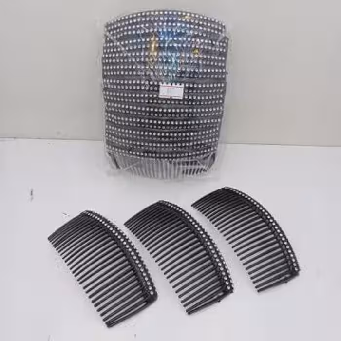 شانه زلفی مشکی نگین دار معمولی