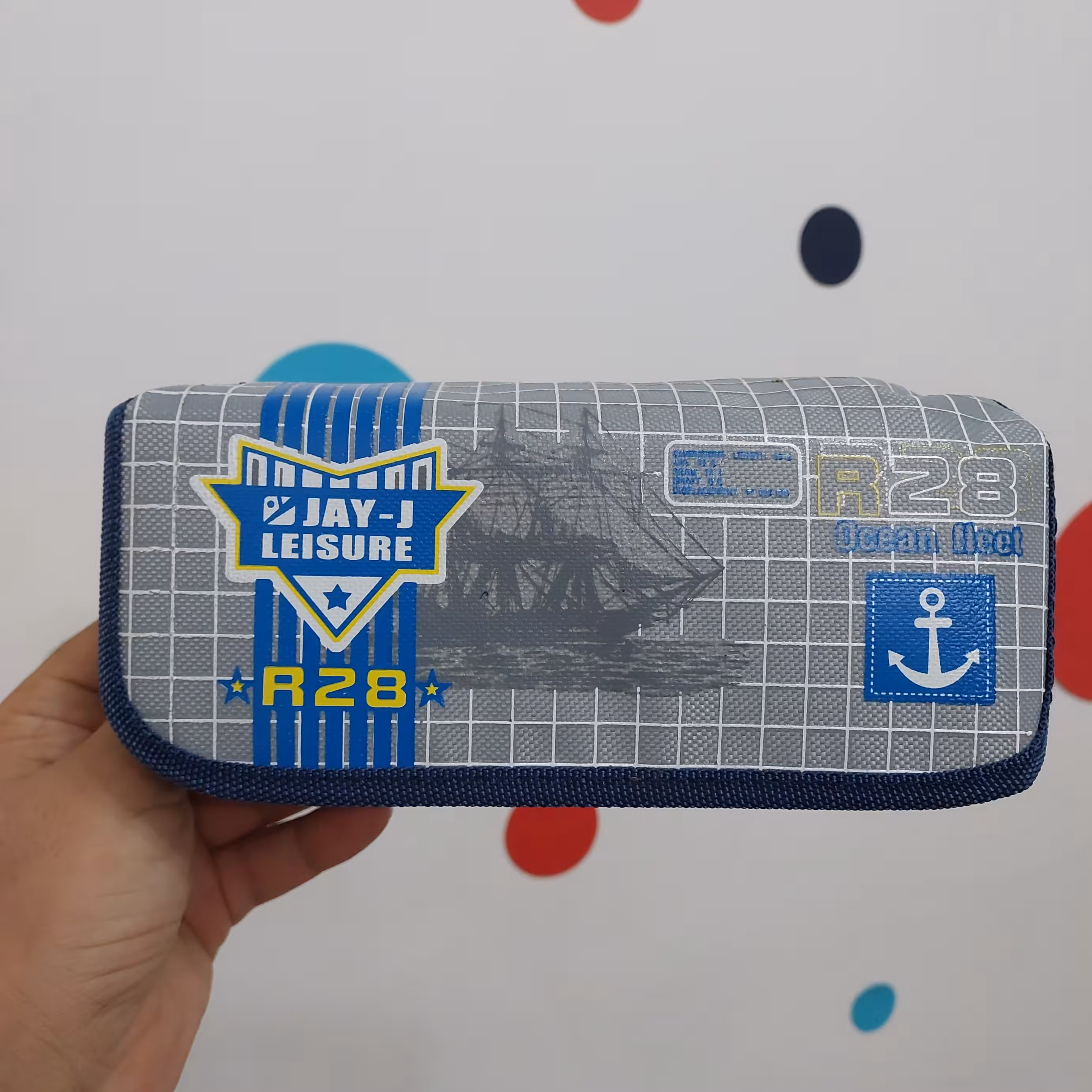 جامدادی پسرانه3 زیپ رنگ طوسی آبی برزنتی