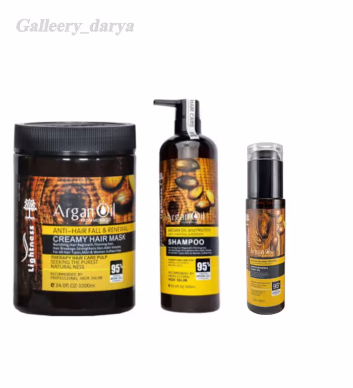 خرید پک اقتصادی شامپو ماسک مو روغن ارگان تقویت‌ کننده ضد سولفات لایتنس lightness با کیفیت عالی و اثر بخش .