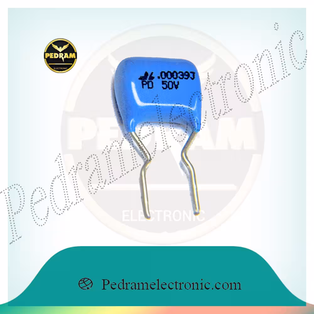 خازن 390 پیکو فاراد 50 ولت پلی استر 390PF 50V