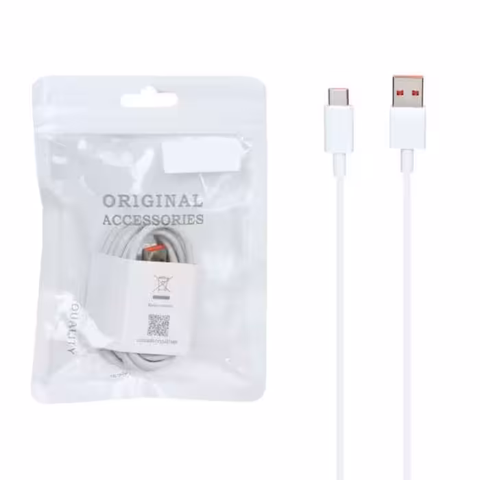 کابل شارژ سرکارتنی Xiaomi Type-C مدل 67W – سفید