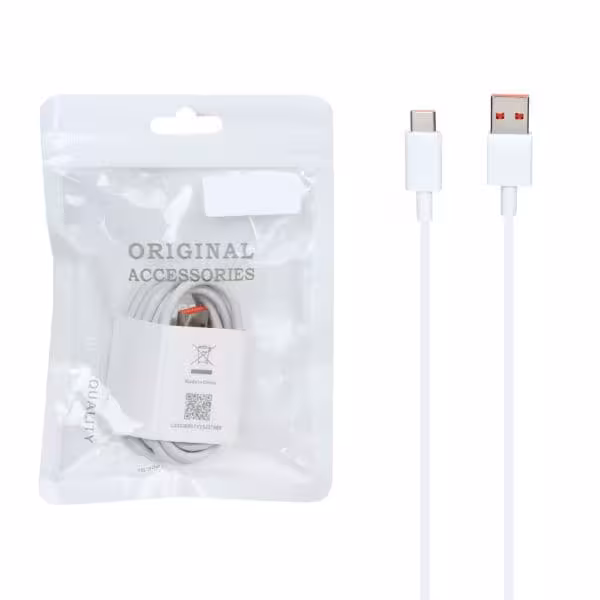 کابل شارژ سرکارتنی Xiaomi Type-C مدل 67W – سفید