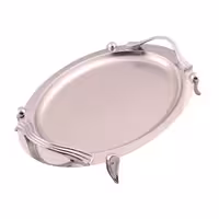 سینی بیضی دسته نقره ای Wave ساده پایه دار ریور کد B1537