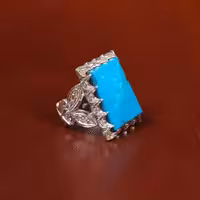 انگشتر فیروزه عجمی مردانه کد 30486 - جواهری مشاهیر