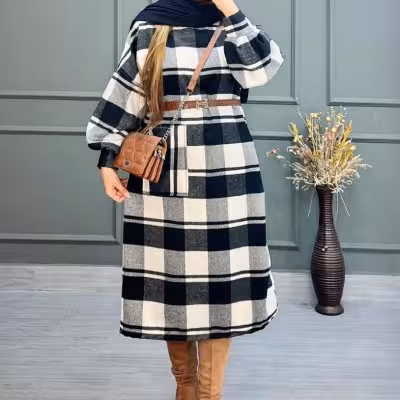 کفتان چهارخونه پشمی موهردار