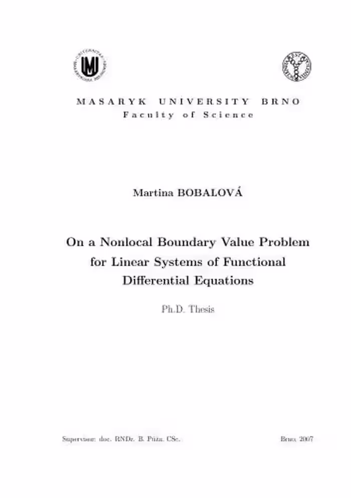 خرید و دانلود نسخه کامل کتاب On a Nonlocal Boundary Value Problem for Linear Systems of Functional Differential Equations