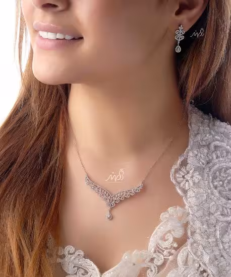 💍نیم ست جواهری میکروزنجیری  ظریف  نقره عیار 925 ‌‌‌‌‌‌‌ ‌‌(N_4109)