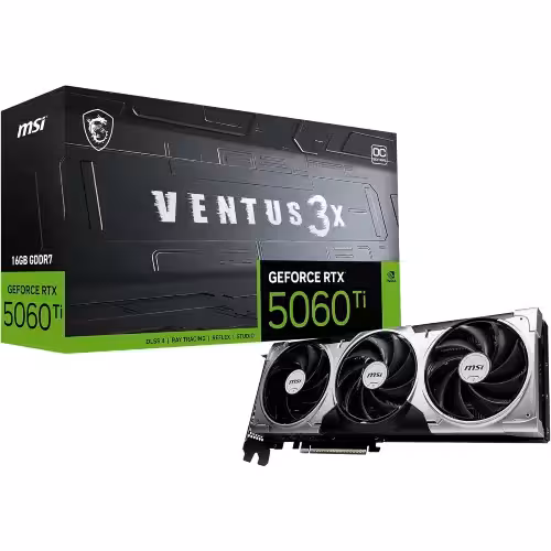 کارت گرافیک ام اس آی مدل GeForce RTX 5060 Ti Ventus 3x 16 gb ظرفیت 16 گیگابایت