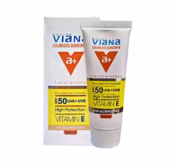 کرم ضدآفتاب بی رنگ ویانا SPF50 مدل 0 مناسب انواع پوست